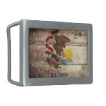 Bandera de madera vieja de Illinois; Hebillas Cinturon Rectangulares