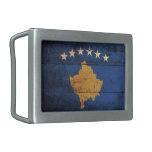 Bandera de madera vieja de Kosovo Hebillas Cinturón Rectangulares
