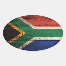 Bandera de madera vieja de Suráfrica Calcomanía Ovaladas Personalizadas