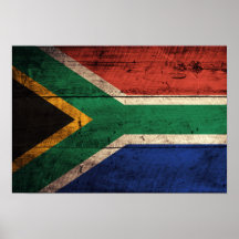 Bandera de madera vieja de Suráfrica Posters