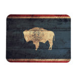 Bandera de madera vieja de Wyoming Iman De Vinilo