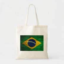 Bandera de madera vieja del Brasil Bolsas