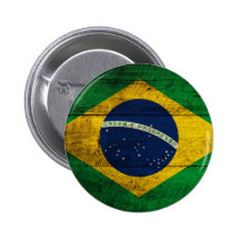 Bandera de madera vieja del Brasil Pins