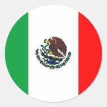BANDERA DE MÉXICO - BANDERA MEXICANA NACIONAL ETIQUETA REDONDA
