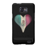 Bandera de México en un corazón Samsung Galaxy SII Fundas
