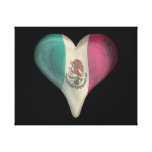 Bandera de México en un corazón Lona Envuelta Para Galerías