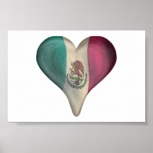 Bandera de México en un corazón Impresiones