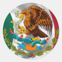 Bandera de México, escudo de armas Etiquetas Redondas