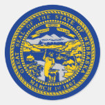 Bandera de Nebraska Etiqueta Redonda
