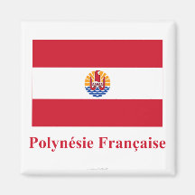 Bandera de Polinesia francesa con nombre en francé Imanes
