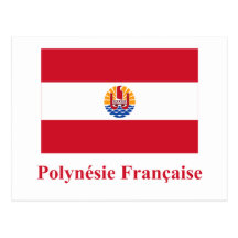 Bandera de Polinesia francesa con nombre en francé Tarjeta Postal