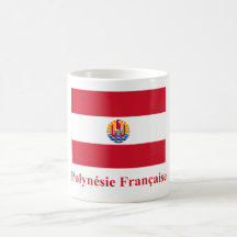 Bandera de Polinesia francesa con nombre en francé Taza De Café