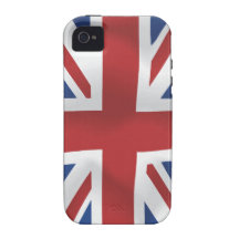 Bandera de seda de Union Jack Británicos del estil iPhone 4 Fundas