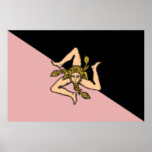 Bandera de Sicilia (rosa y negro), Italia Poster