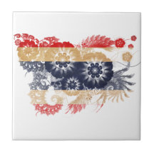Bandera de Tailandia Teja Ceramica
