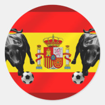 Bandera de Toro del futbol de Furia Roja del La de Etiquetas Redondas