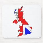 Bandera de Union Jack en el mapa de Británicos Tapete De Raton