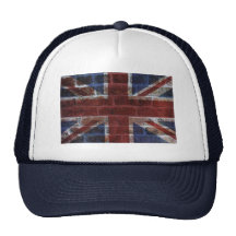 Bandera de Union Jack Gran Bretaña en la pared de  Gorra