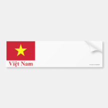 Bandera de Vietnam con nombre en vietnamita Etiqueta De Parachoque