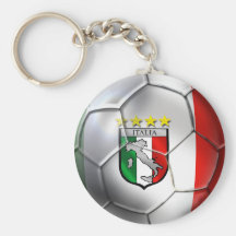 Bandera del balón de fútbol de Italia Forza Azzurr Llavero