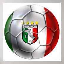 Bandera del balón de fútbol de Italia Forza Azzurr Impresiones