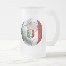Bandera del balón de fútbol de Italia Forza Azzurr Tazas De Café