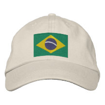 Bandera del Brasil en verde, amarillo y azul Gorras Bordadas