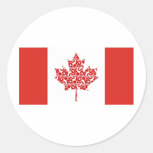 Bandera del canadiense de la hoja de arce de Swirl Etiquetas