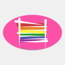 Bandera del cepillo del orgullo gay del arco iris pegatinas ovaladas personalizadas
