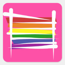 Bandera del cepillo del orgullo gay del arco iris pegatinas cuadradas personalizadas