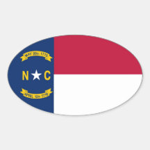 Bandera del estado de Carolina del Norte Calcomanías Ovaladas Personalizadas