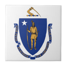 Bandera del estado de Massachusetts Teja Cerámica
