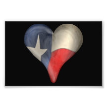 Bandera del estado de Tejas en un corazón Arte Fotográfico