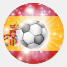 Bandera del fútbol de España Pegatina Redonda
