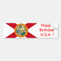 ¡Bandera del pegatina de la Florida, feliz cumplea Pegatina De Parachoque