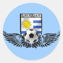 Bandera del Uruguayan del emblema del fútbol del f Etiqueta Redonda