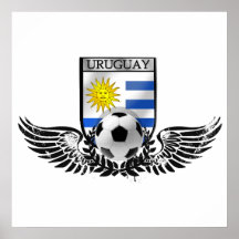 Bandera del Uruguayan del emblema del fútbol del f Poster