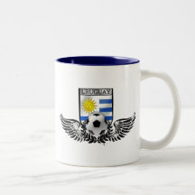 Bandera del Uruguayan del emblema del fútbol del f Taza De Café