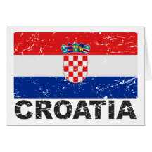 Bandera del vintage de Croacia Felicitacion