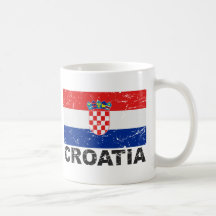 Bandera del vintage de Croacia Taza De Café