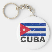 Bandera del vintage de Cuba Llaveros Personalizados