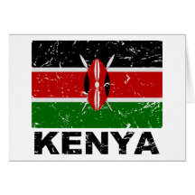 Bandera del vintage de Kenia Tarjetón