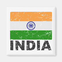 Bandera del vintage de la India Imanes De Nevera