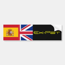 bandera española, Union Jack Ex-Pat Pegatina De Parachoque