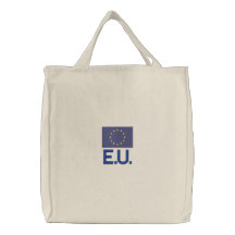 Bandera euro de la UE bordada en las bolsas de asa