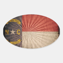 Bandera fresca de Carolina del Norte del Grunge Calcomanía De Oval