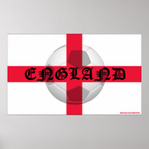 Bandera inglesa con el texto y el fútbol de Inglat Posters