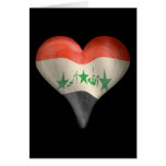 Bandera iraquí en un corazón tarjetón