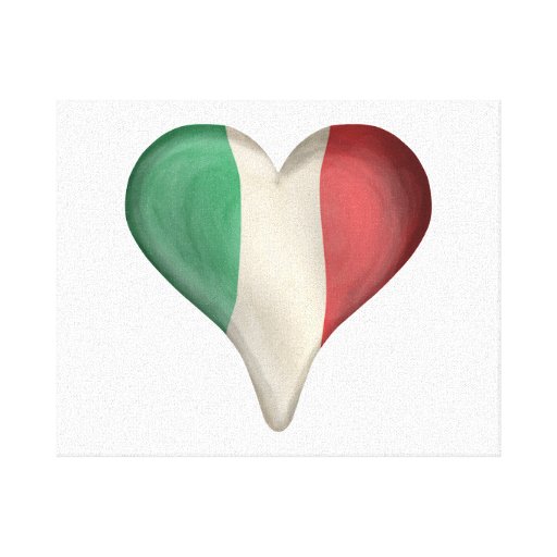 Bandera italiana en un corazón lona envuelta para galerías
