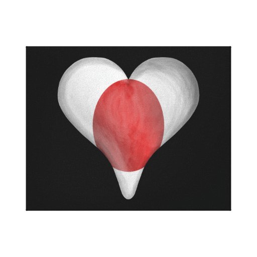 Bandera japonesa en un corazón lona estirada galerías